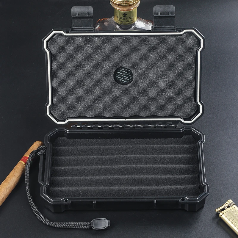 Cigar humidor Portable Men Cigar Box Wholesale Reusable Travel Humidor Cabinet Luxury 6 Finger Plastic ABS Cigar Holder Case