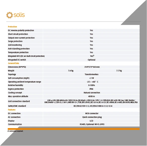 Solis солнечный инвертор (S6-GR1P0.7K-M) 1 кВт 1.5Kw 2.3Kw 3Kw 3.8Kw 4.5Kw 5.4Kw однофазные солнечные инверторы