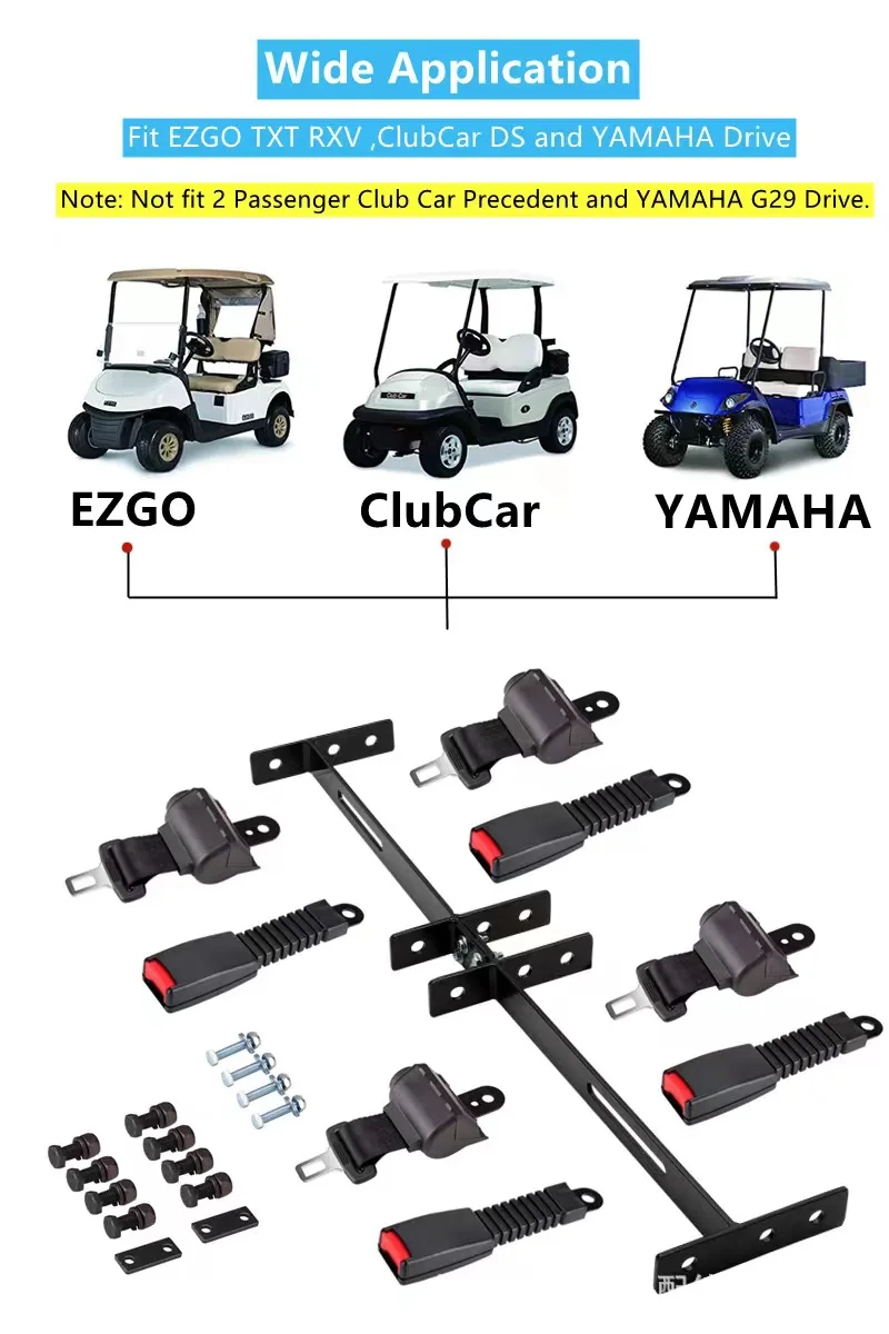 Golf Cart Seat Belt   Two Point Seat Belt   Golf Cart Seat Belt Kit And Bars Combo