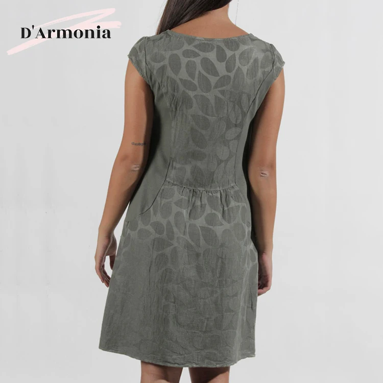
Low Price O-neck Daily Dress Silm Solid Dress For Women Made In Italy 