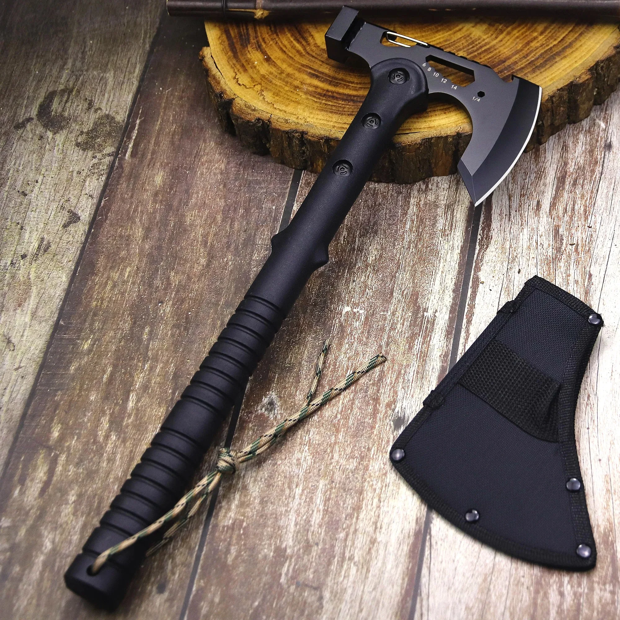 ABS Handle Black 440C Outdoor Tactical Axe, Jungle Logging Axe, Outdoor Camping Self-defense Rescue axe