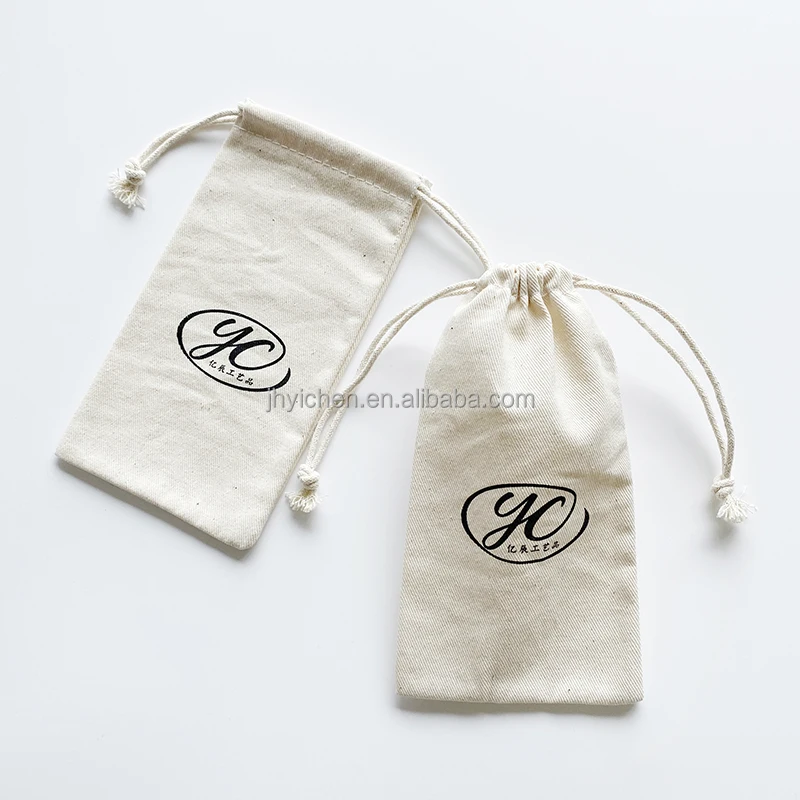 Custom Material 8x18cm Natural Cotton Sunglasses Dust Bag Drawstring Linen Eyewear Pouch