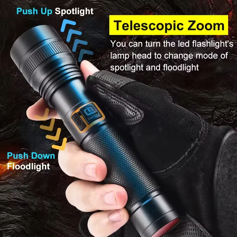 Factory Hot Telescopic Zoom Usb Rechargeable Built-In Battery Aluminum Alloy Body White Led Torches Lights Tactical Flashlights