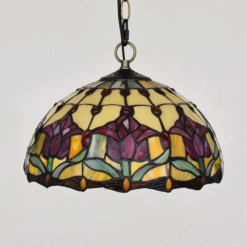 Pastoral Style Sun Flower Design  Bed Room Dinning Room Tiffany Art Glass Chandelier Lamp