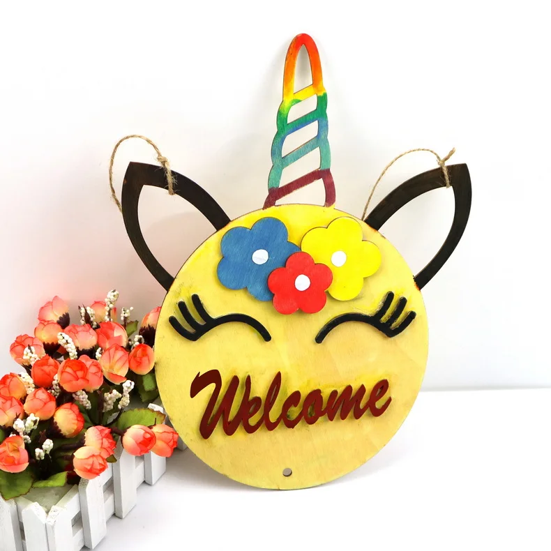 Wholesale DIY Garden Round Hanging Welcome Home Door Wooden Sign