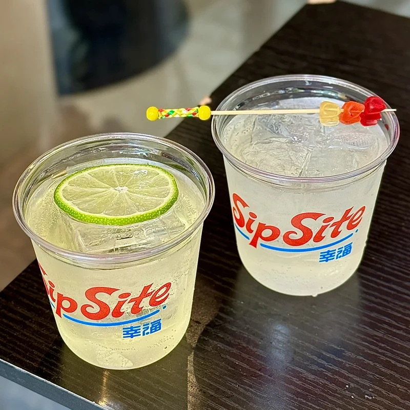 water clear frosted coffee wholesale juice 12 oz pet glass logo sealing film drinking disposable customised u shape plastic cup