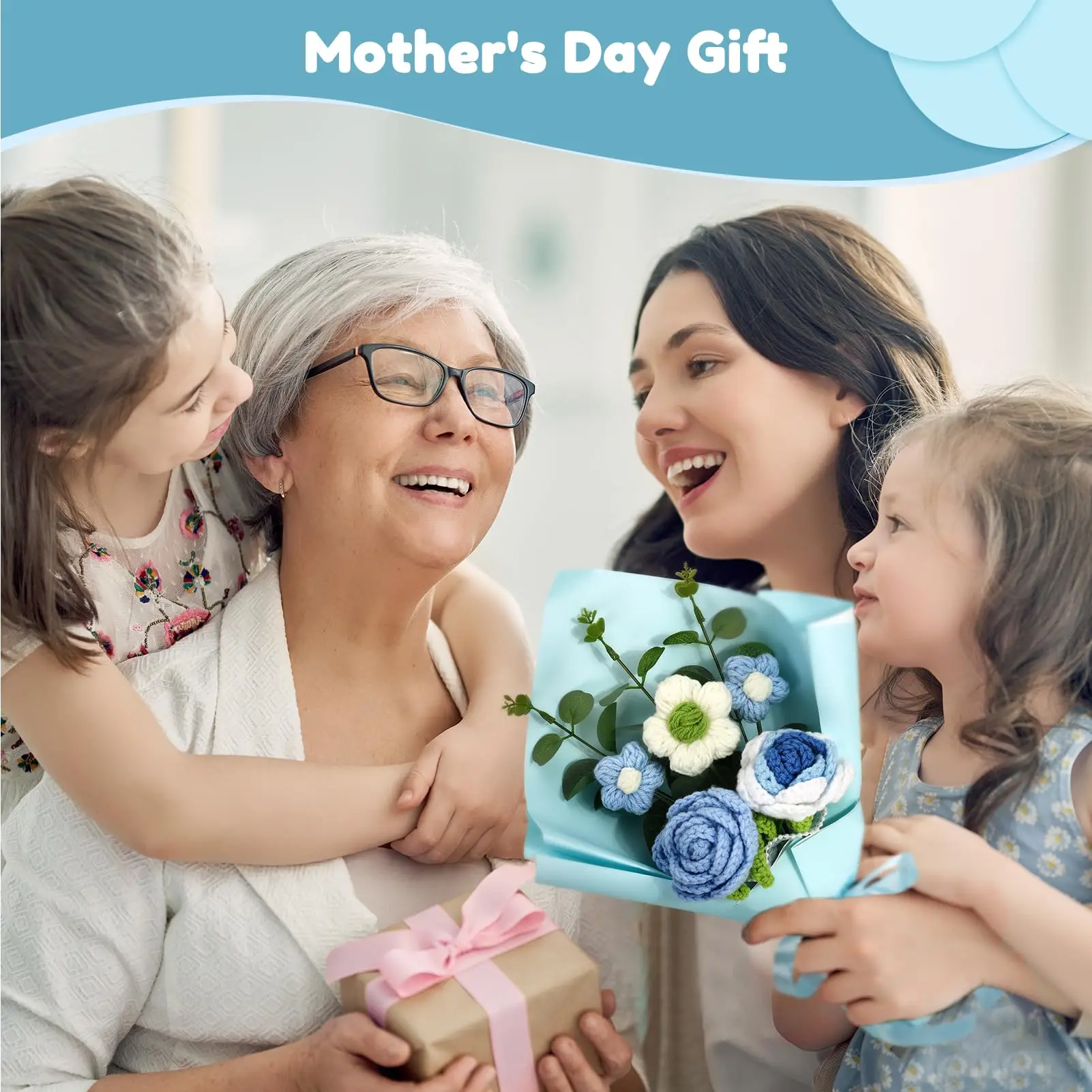 New Product Ideas 2025 Knitted Rose Flower Bouquet With Wholesale Price Handmade 100% Cotton Crochet Flower Bouquet Gifts