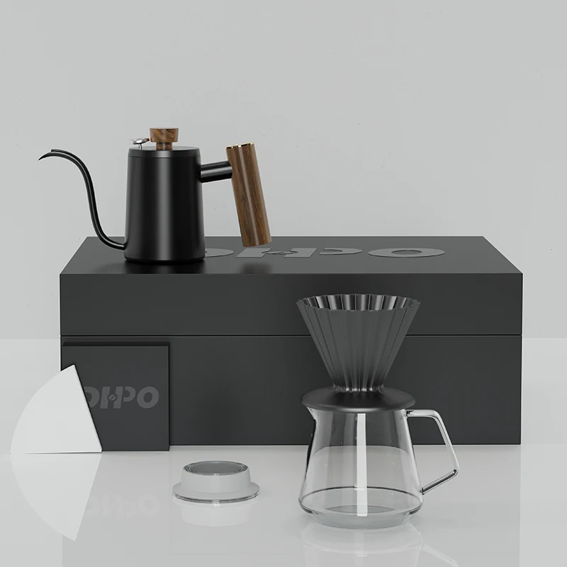 DHPO High Quality 300ml Drip Pour Coffee Making Tools Durable Home Use Brew Coffee Set Elegant Europe Gift Box Home Coffee Shops