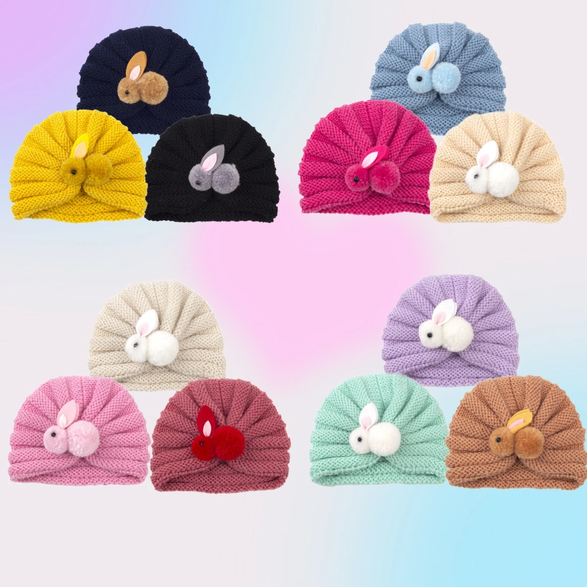 2023 новые стильные Лидер продаж детские шапки оптовая продажа зимние Разноцветные Вязаные с кроликом и животным для новорожденных девочек мальчиков