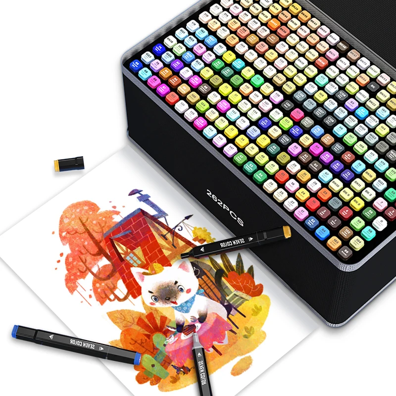 High Quality Art Drawing Double Tip Alcohols Markers 24/30/36/60/80/168/262 Color Plumones De Colores Marcadores Doble Punta