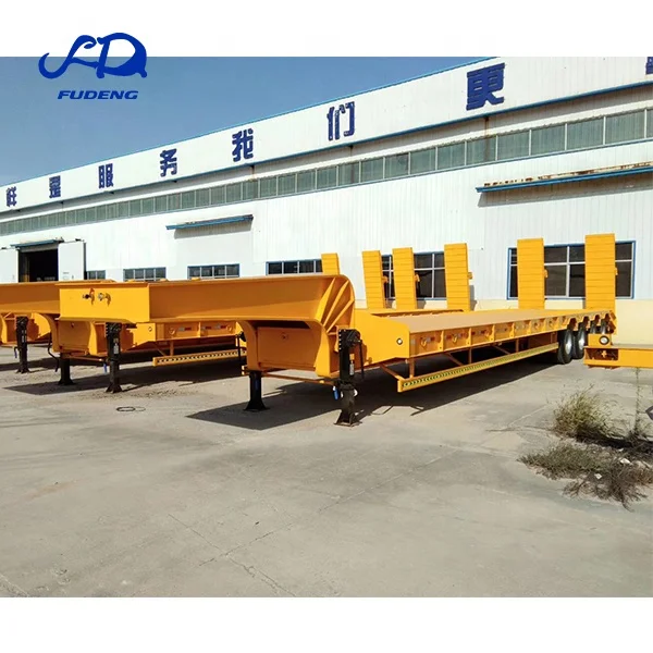 3 axle 80ton payload gooseneck low bed semi trailer carry heavy duty equipment lowboy semitrailer mechanical climbing ladder