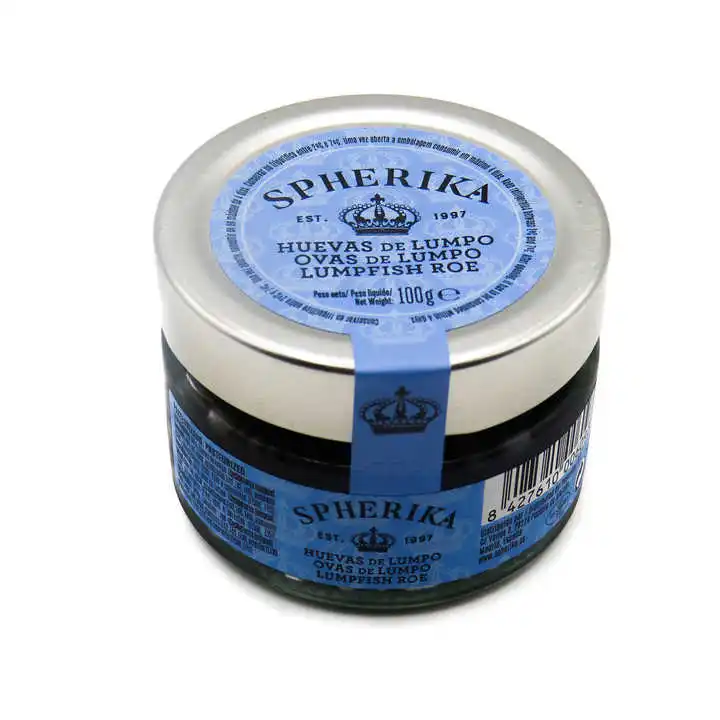 Spherika Black 100G Glass Jar Lumpfish Roes Spain Fish Eggs 2 To 7 Celsius Degree Chilled Salty 84% Lumpfish Roe For Desserts