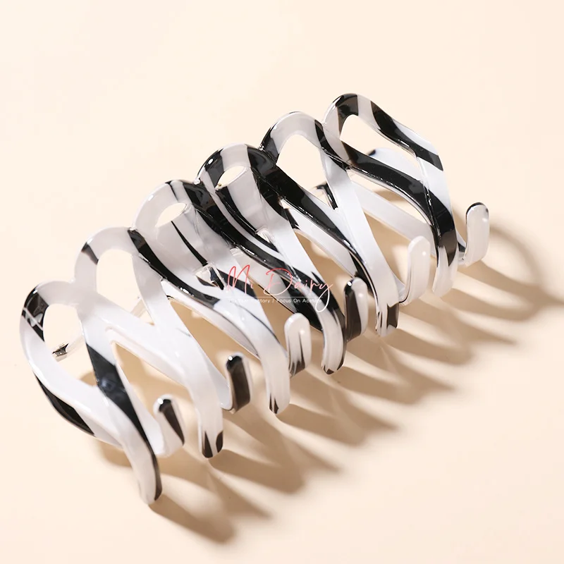 acrylic French high quality petals pattern 100mm hair claw clip rhinestone acetate hair claw for ladies 222581