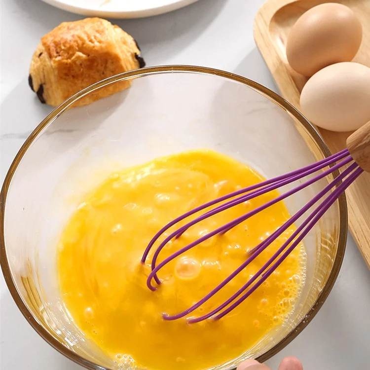 Kitchen accessories gadgets custom logo wooden handle 8 10 12 inch manual egg whip wire whisk for whisking