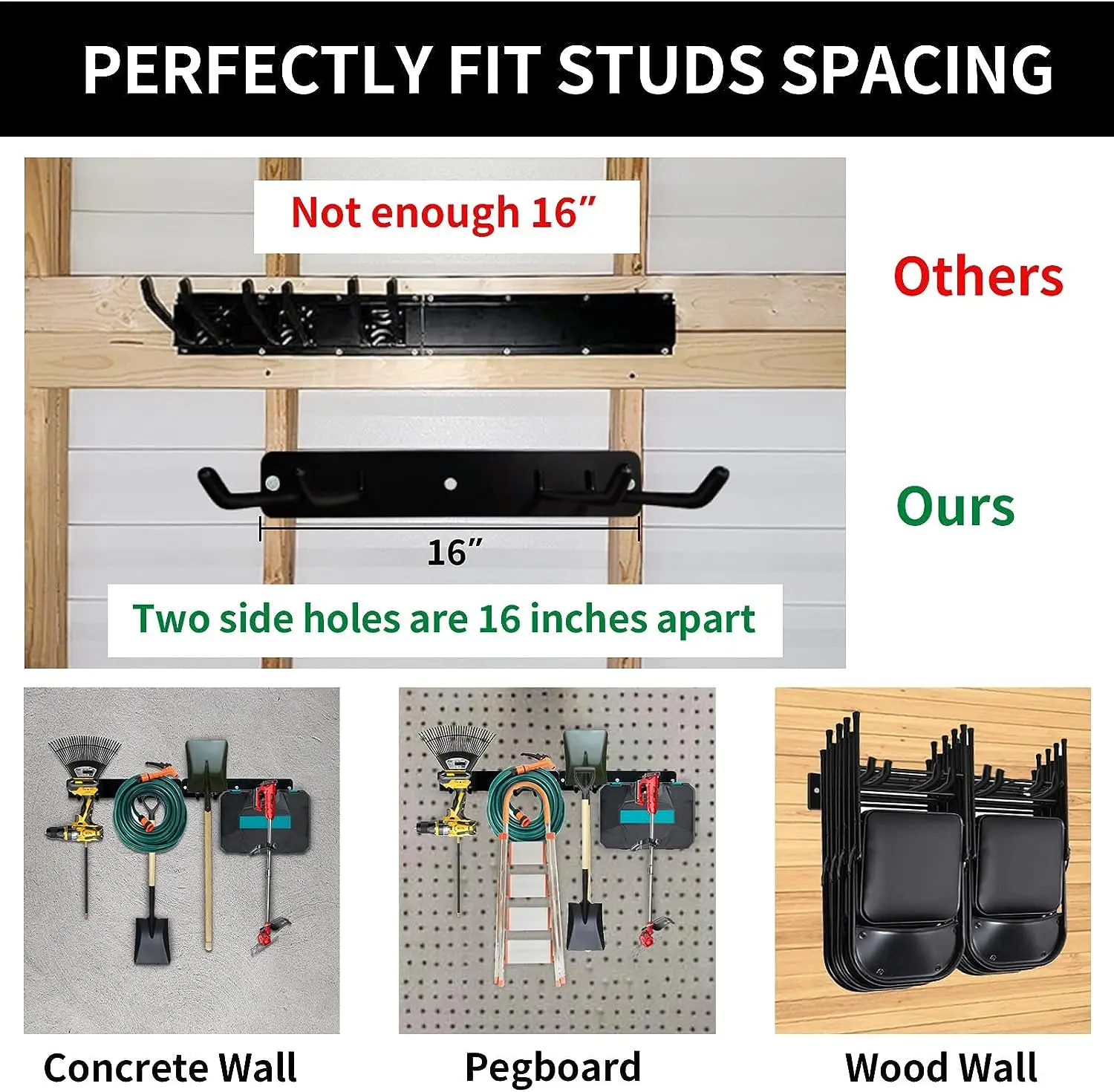 garden wall cleaning tools storage display rack shelf bin