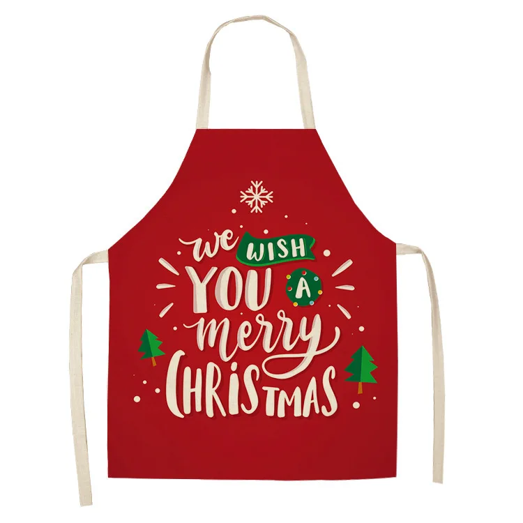 Cheap Bulk Christmas Couple Kids Red Santa Kitchen Apron Christmas Printed Letter Gift Aprons