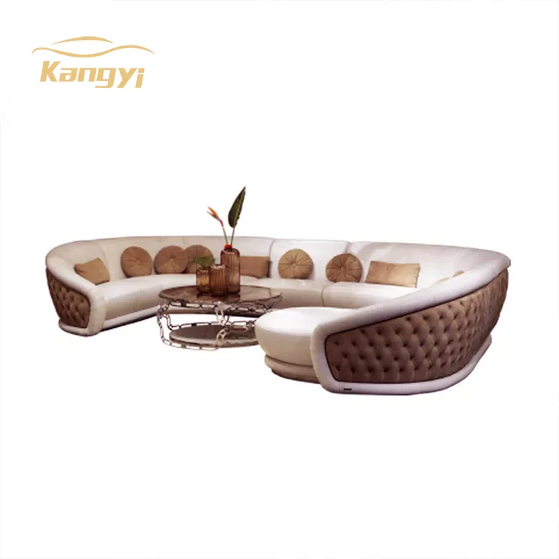 Designer luxury Nubuck leather classic sofa living room Decor sofa exclusive 12 seater large round sofa for hotel lobby