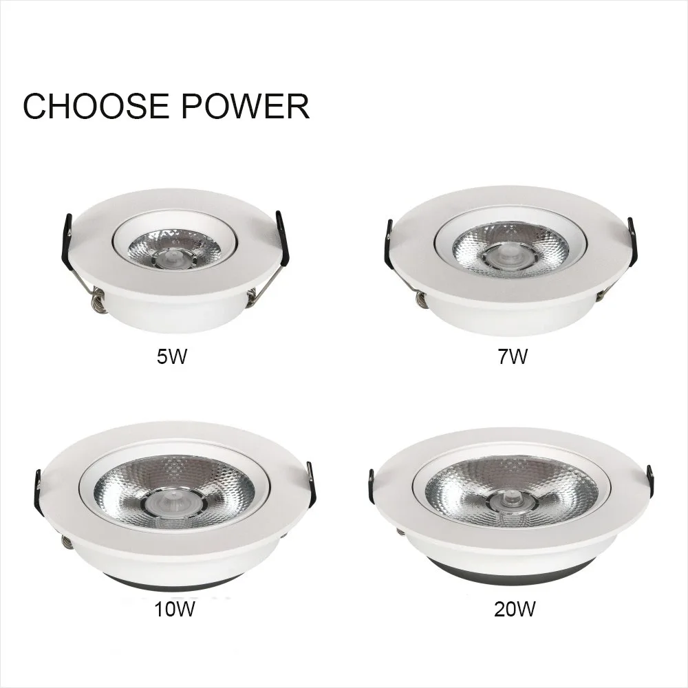 Hotel office project home shop 5w 7w 10w 20w commercial downlight ceiling recessed slim cob led spot light