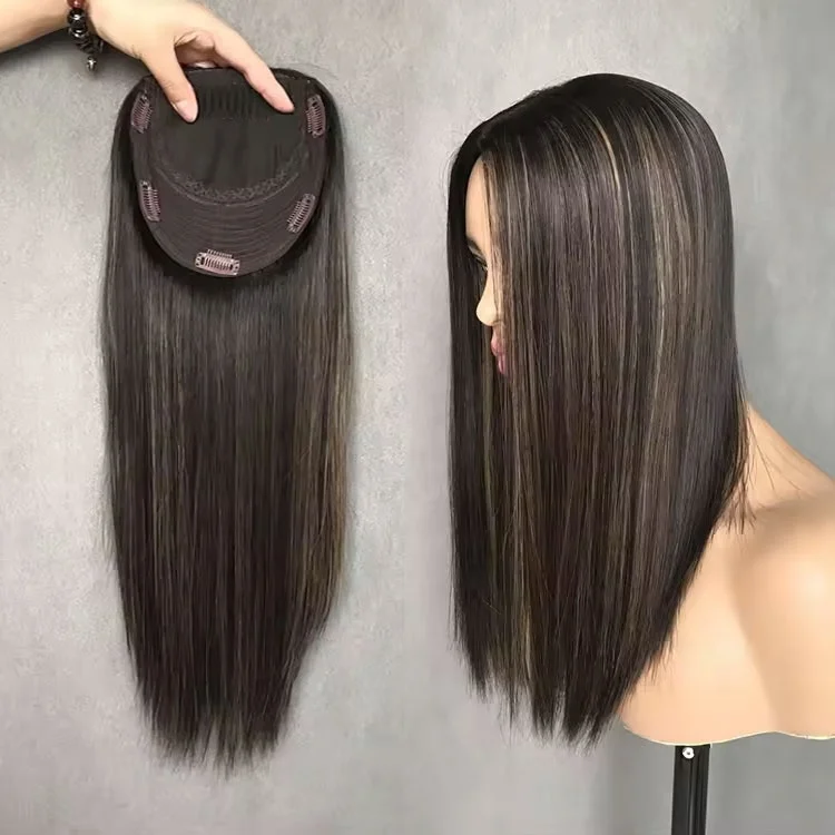 Wholesale Piano Color Women Toppers 100% Natural Indian Virgin Human Hair High Density Machine Made Base Topper for Women