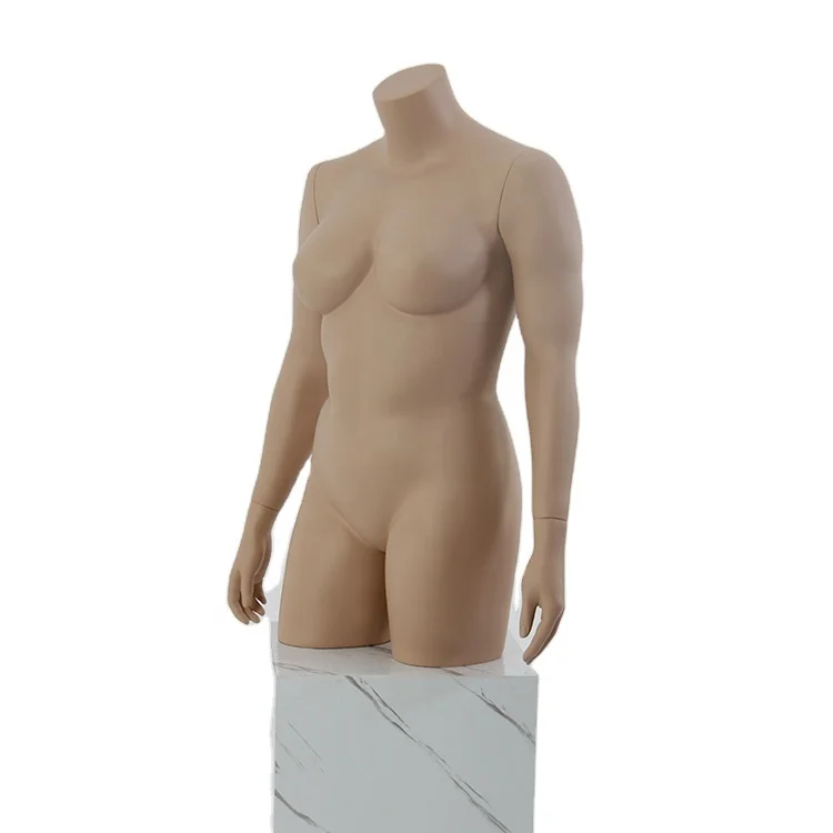 Big Size Sexy Female Half Body Bust Headless Customized Color Fiberglass Female Upper Body Mannequin With Block Stand On Sales