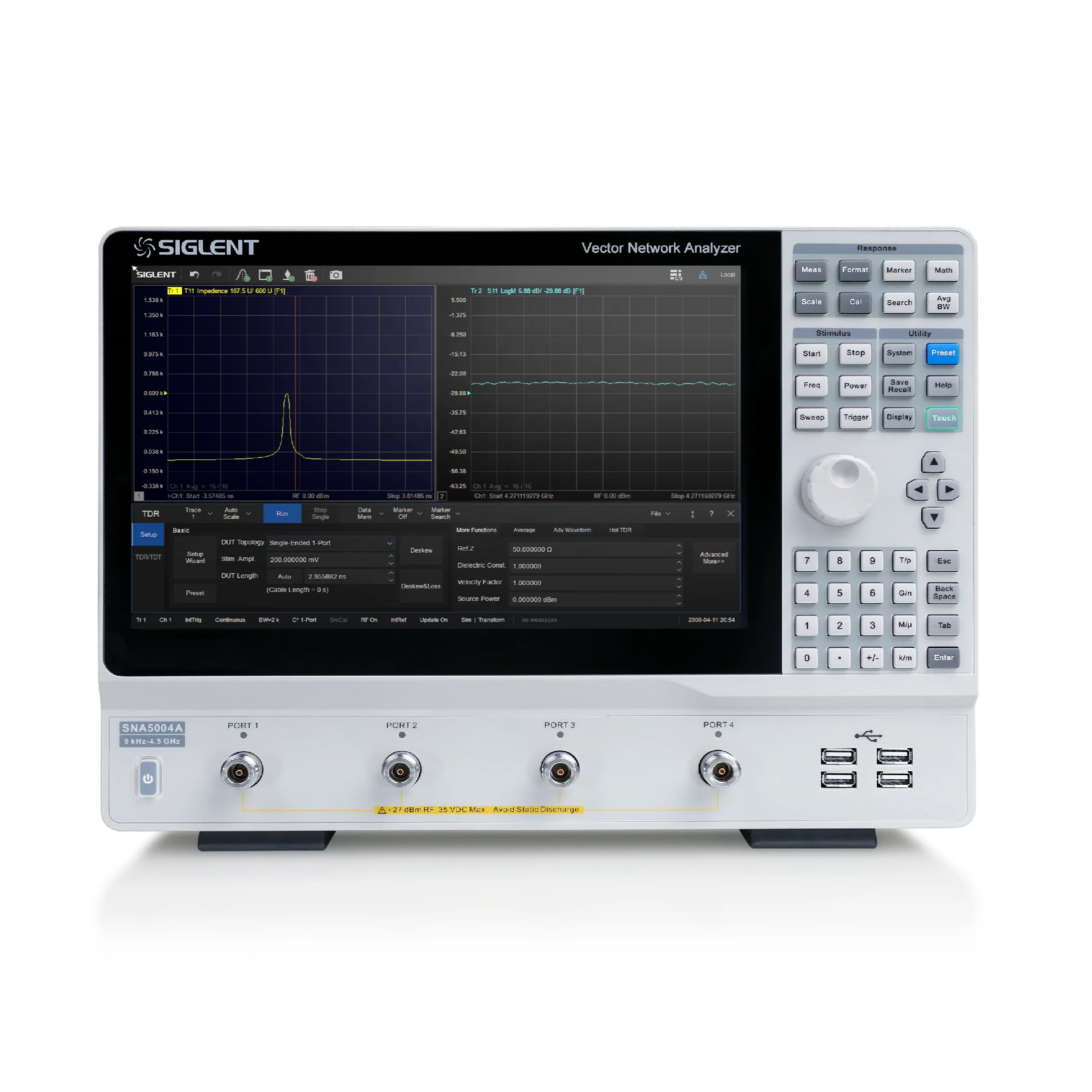 Siglent SNA5004A Vector Network Analyzer Frequency range: 9 kHz ~ 4.5 GHz  Four-ports
