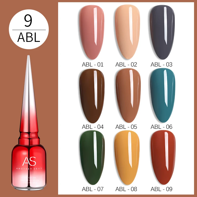 AS Wholesale  9colors soak off uv gel nail polish OEM professional Private label 15ml bottled summer nails gel polishes