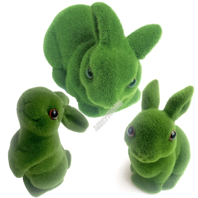 Cheap Halloween lovely moss rabbit artificial animals for table decoration