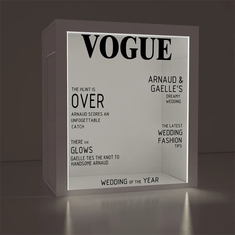 2024 PVC Vogue Photo Booth Background Wedding Party Magazine Photobooth Box Backdrop Props