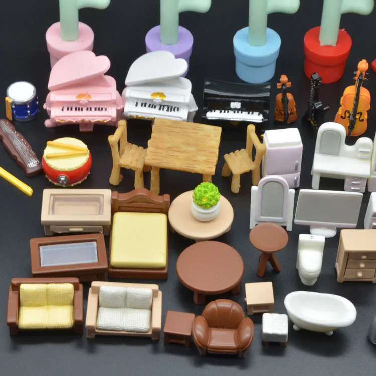 Resin Decor Toys Cute Micro Landscape Ornament Mini Dolls miniature doll house lamp bed chair sofa cabinet piano guitar computer