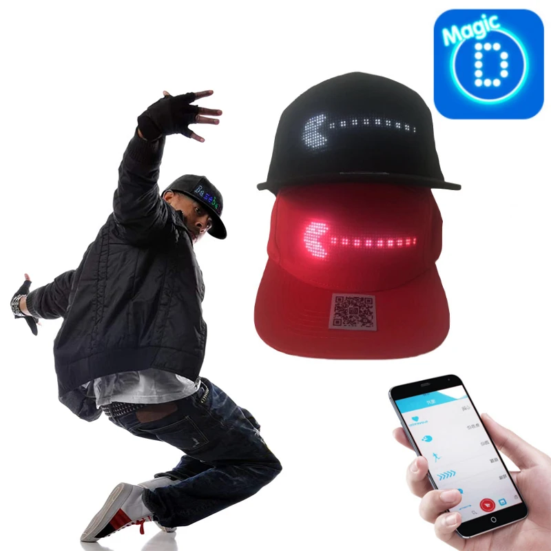 Led Message Hat LED Smart Cap Animated Display Words for Party Hip hop Street Dance Christmas Halloween DJ