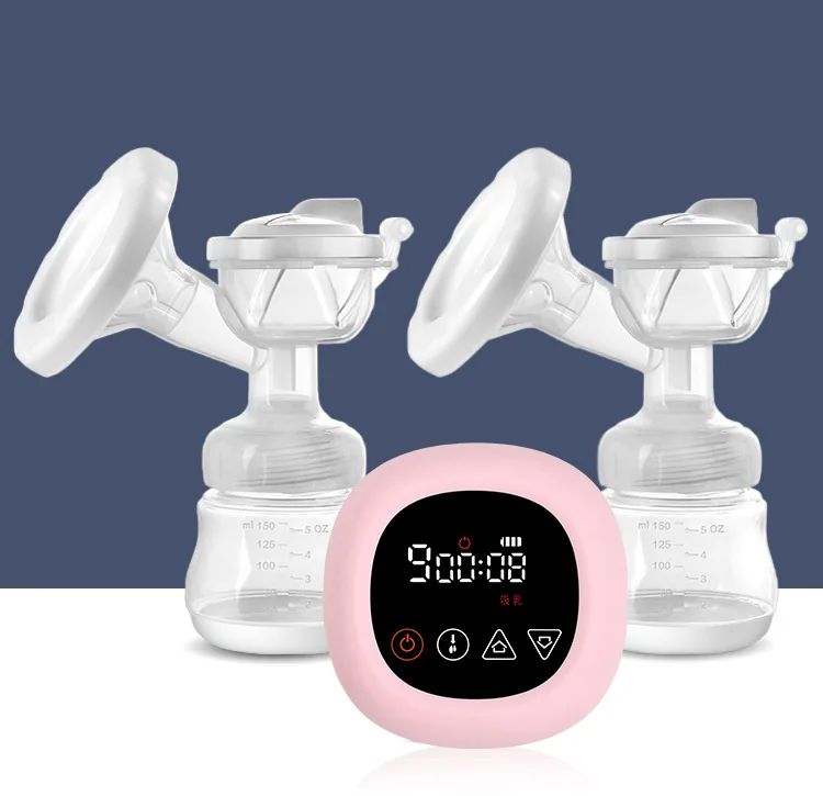 Silicone Double Breast Pump Baby Milk LCD Screen Electric Breast Pump With 9 Levels Sucking Mode