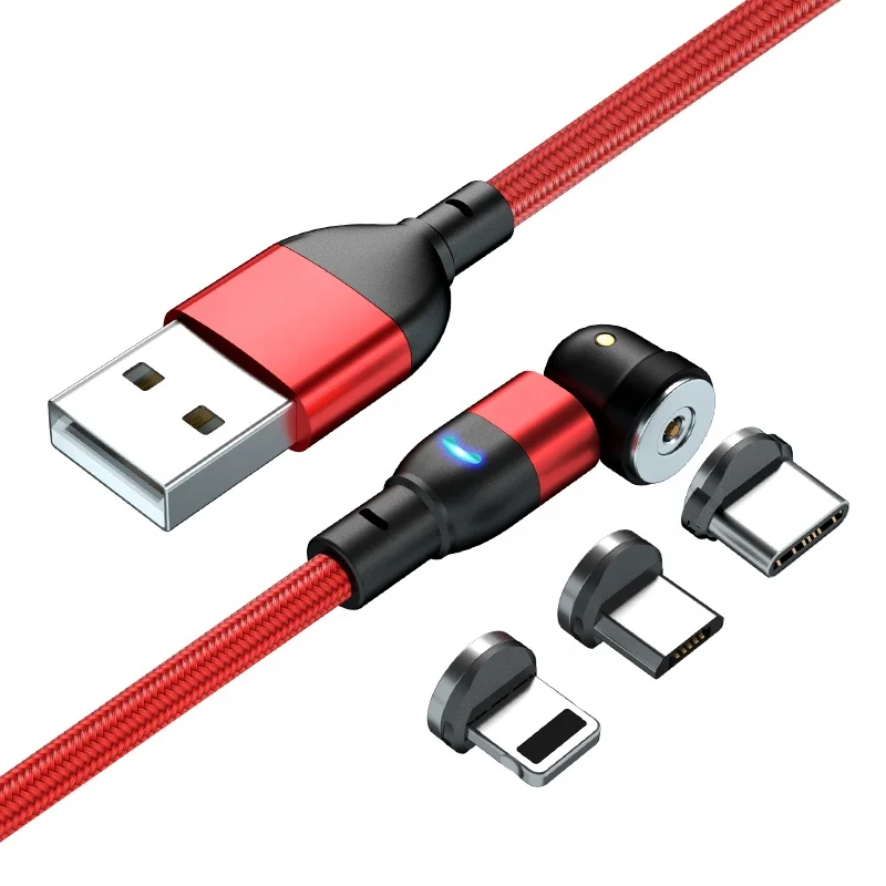 free logo print 540 rotating 3 in 1 fast charging cable type c magnetic cable usb phones charging cable magnetic for promotion