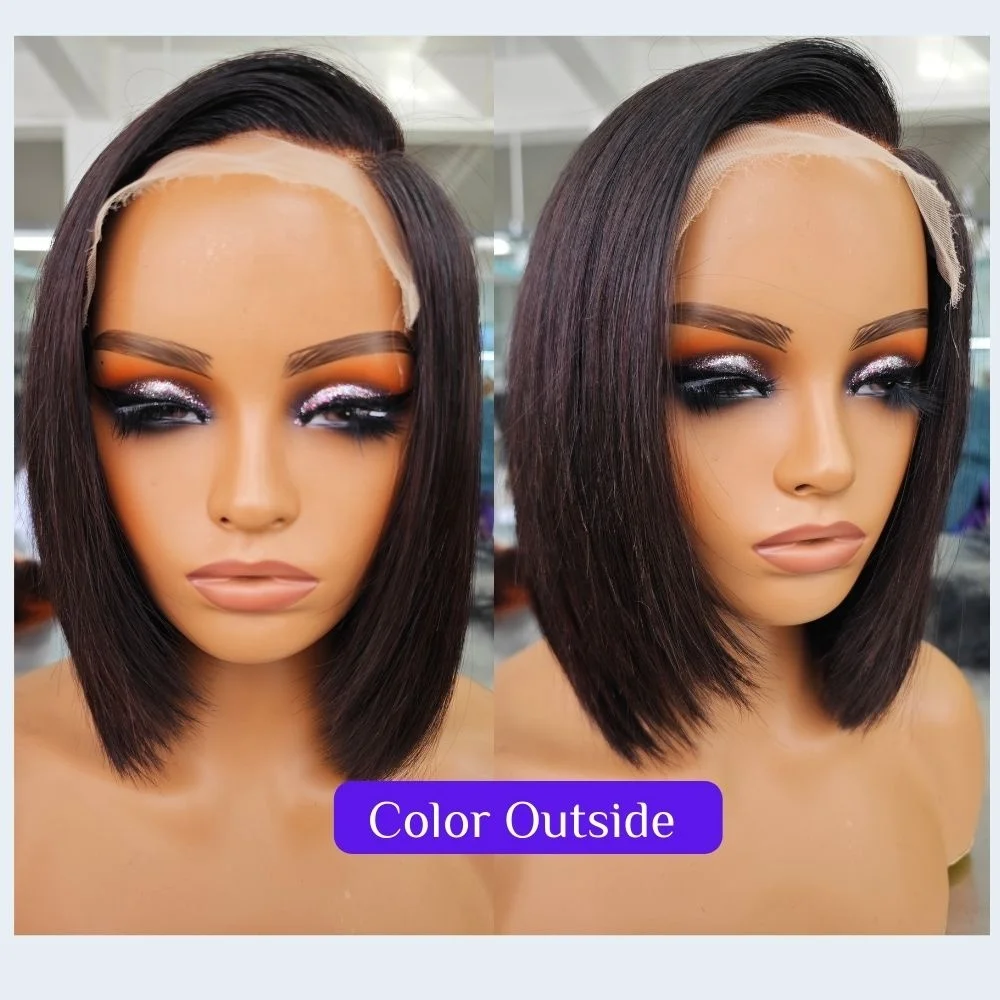 Raw Vietnamese Hair Pre Cut Lace Glueless Short Bob Wig,Natural C Part HD Lace Frontal Wig Human Hair Bob Wigs For Black Women