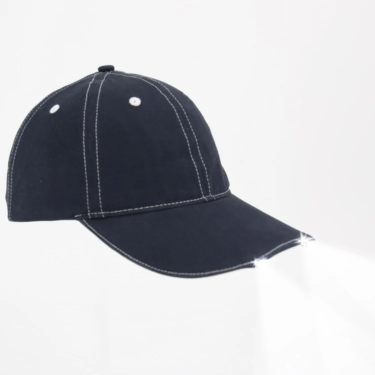 Wholesale Customized Navy Blue Hat with LED Light Baseball Hat for Camping,Running and Fishing Sports