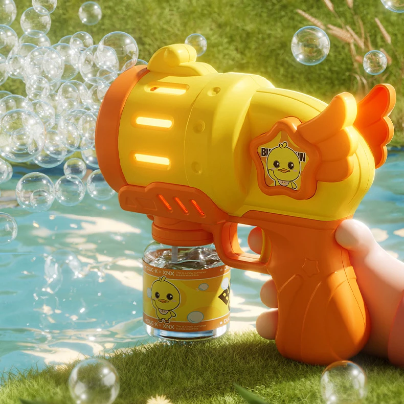 HN Factory Direct Sales Of Kids Outdoor Toys 12 Holes Bubble Guns Electric Angel Bubble Gun Machine