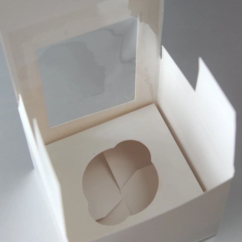 Multiple sizes disposable custom printed cup cake packaging boxes bakery bread cake takeout paper boxes with transparent windows