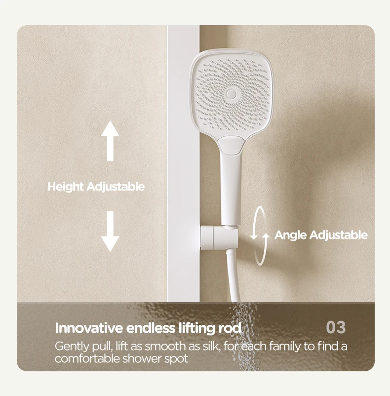 AXENT MINT Thermostatic Shower System, 4 FunctionsLED Digital DisplayPiano KeysWall Mounted Shower SetBathroom Mixer