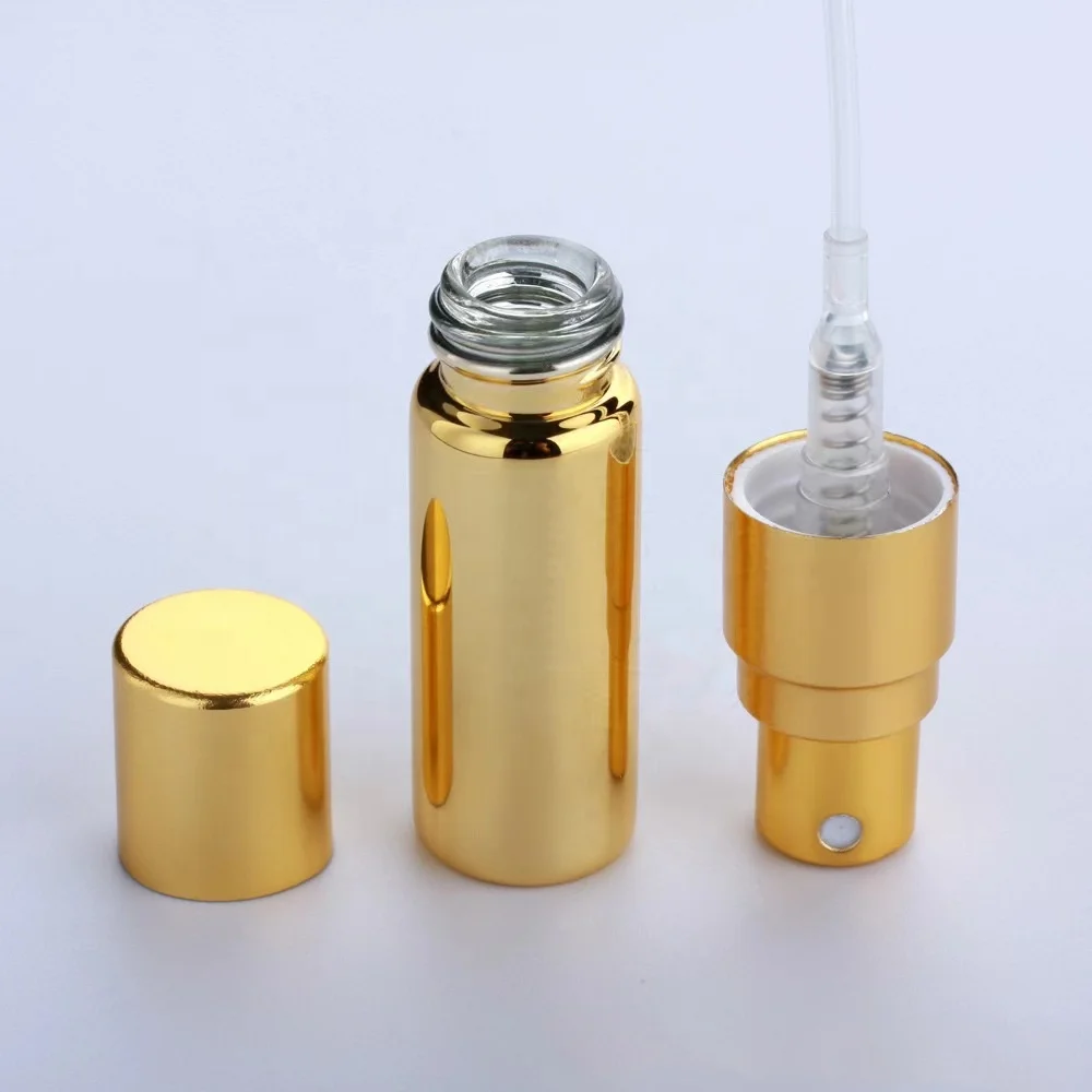 3ml 5ml 10ml Electroplated Gold Glass Perfume Spray Bottle Travel Mini Size Tester Sample Bottles