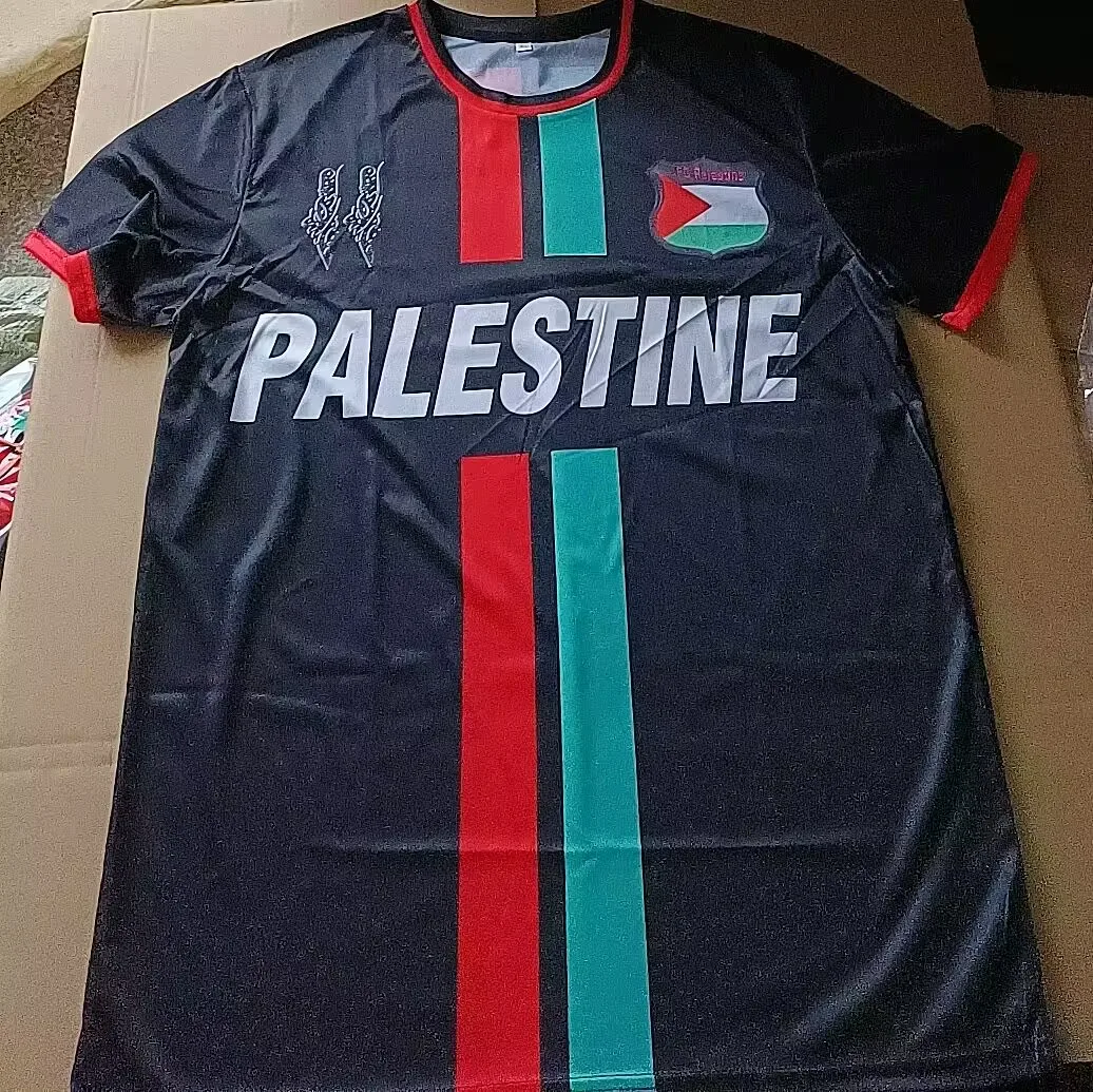 Nuoxin Cheap Price Custom Polyester Material Black Color O-nec  free palestine Football custom t shirt