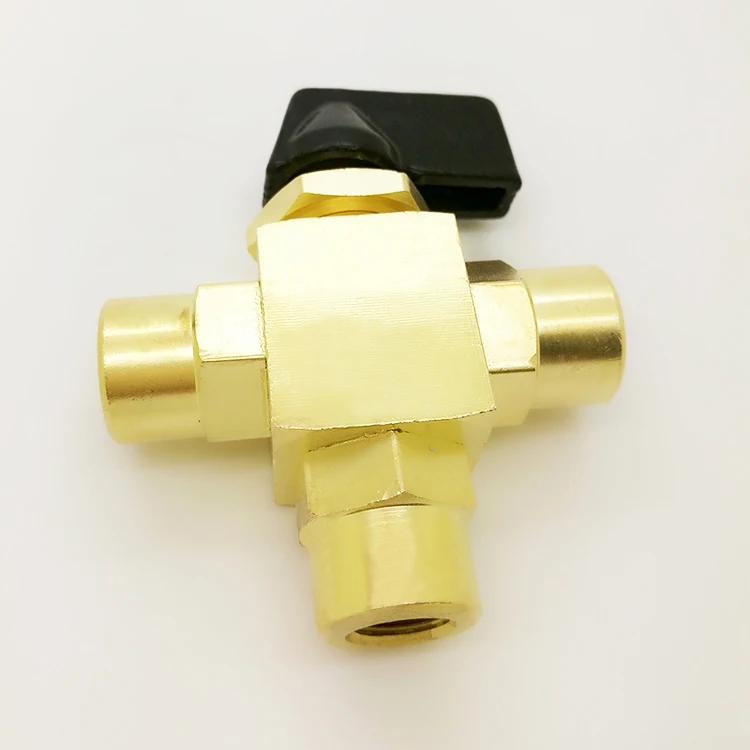 
VB series three ways brass ball valve with black handle 