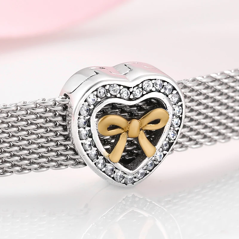 Real 925 sterling silver Fashion Clip Heart Beads Bracelets for Woman Fit Original Reflection bracelet Wholesale Jewelry