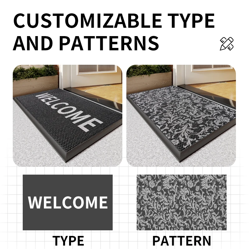 Villa entrance door floor mat hotel shopping mall company entrance outdoor non-slip elastic carpet can be customized text logo