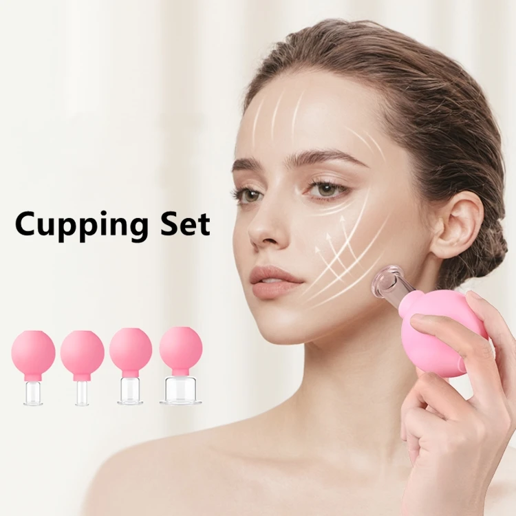 Wholesale Pink Vacuum Cupping Therapy Massage Face Lift Silicone Cupping Cups