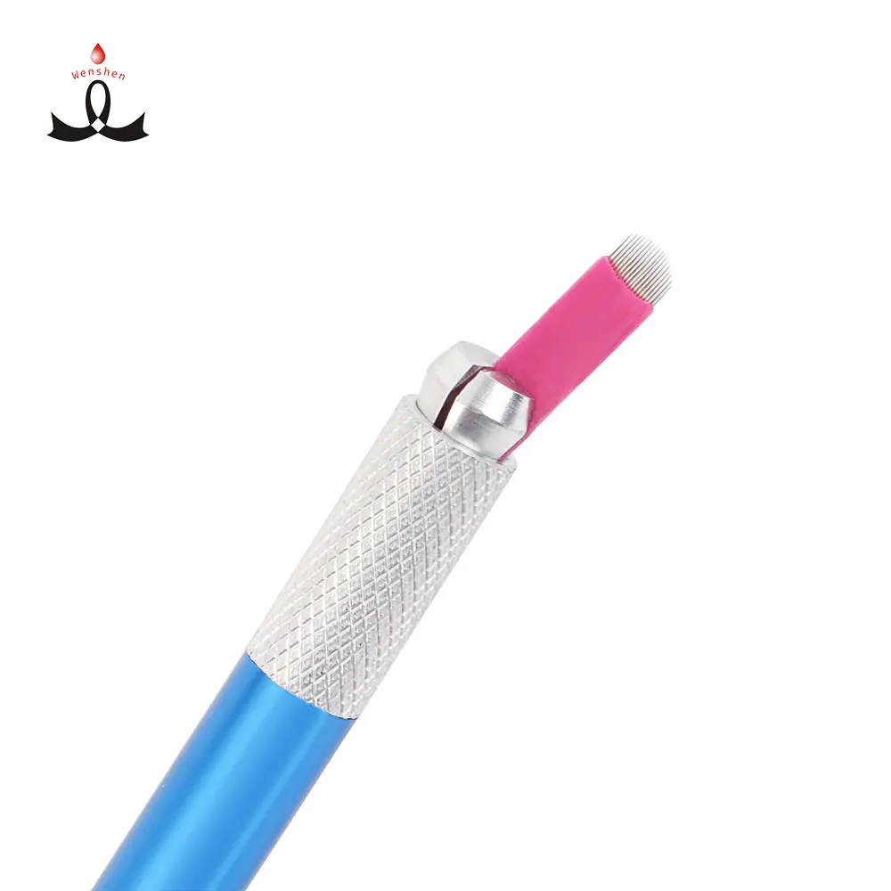 Wenshen Manufacture blue Color Light Eyebrow Pen Microblading permanent makeup training tool Manual Tattoo Pen with Holder