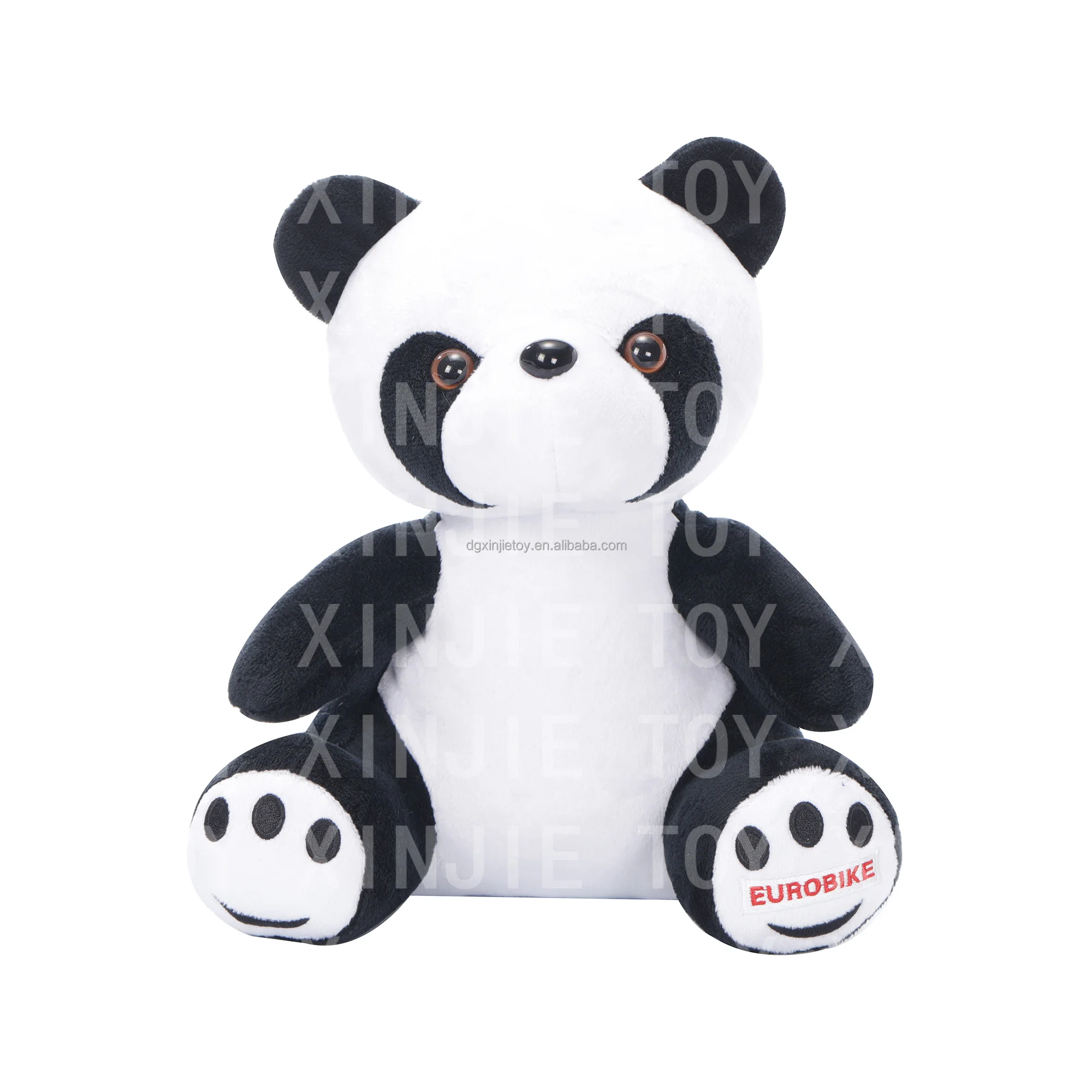 Newly design Panda stuffed animal toy with embroidered logo Lovely sitting posture panda plush toys