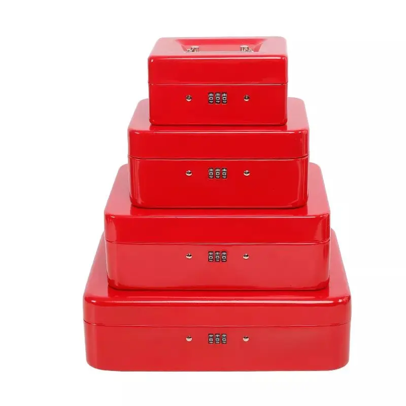 Medium Cash Box with Combination Lock Safe Metal Money Box with Money Tray for Security Lock Box