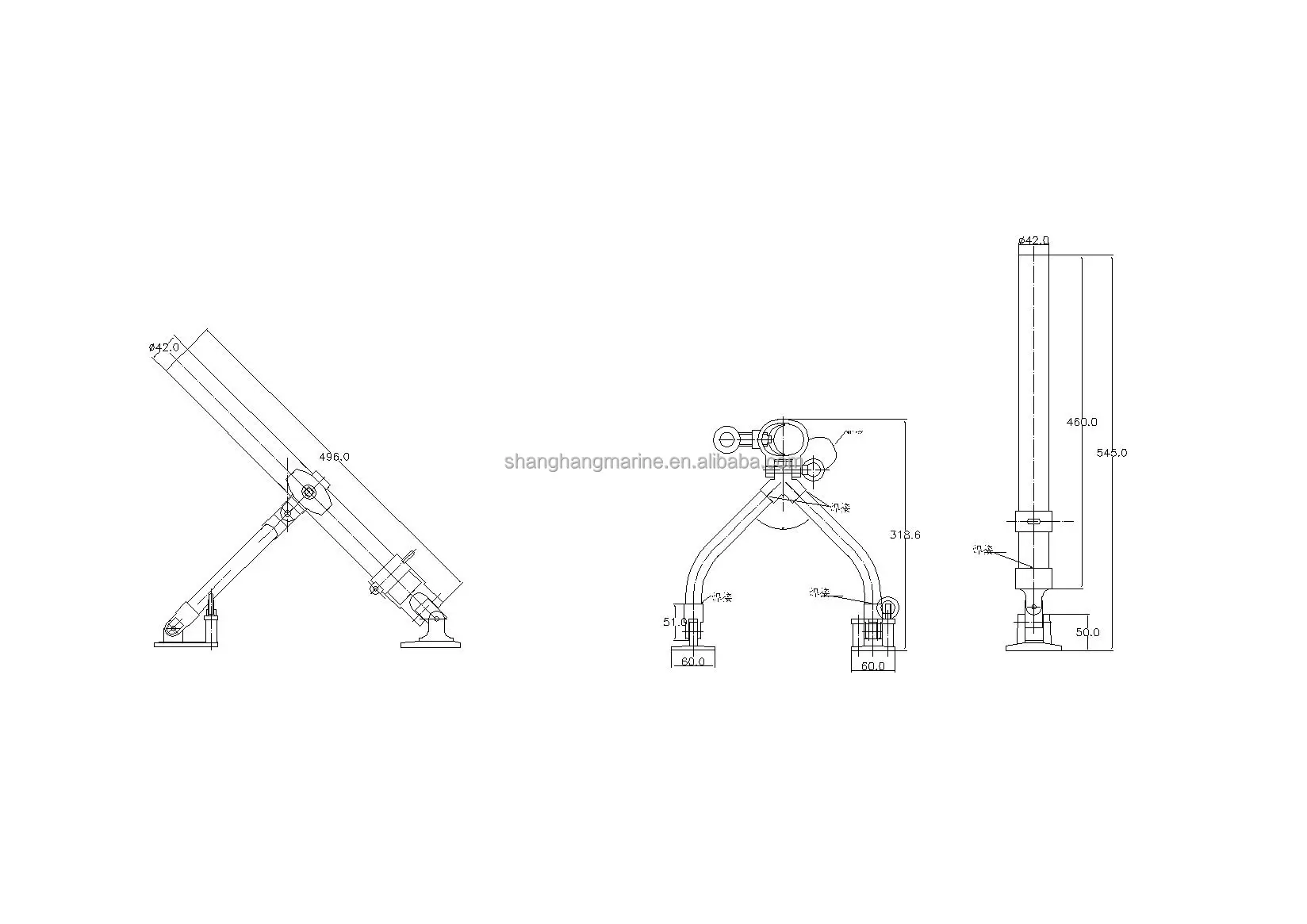 Shanghang Boat Accessories Fishing Rod Holder with Knob and Base Stainless Steel Boat Rod Holder for Outriggers