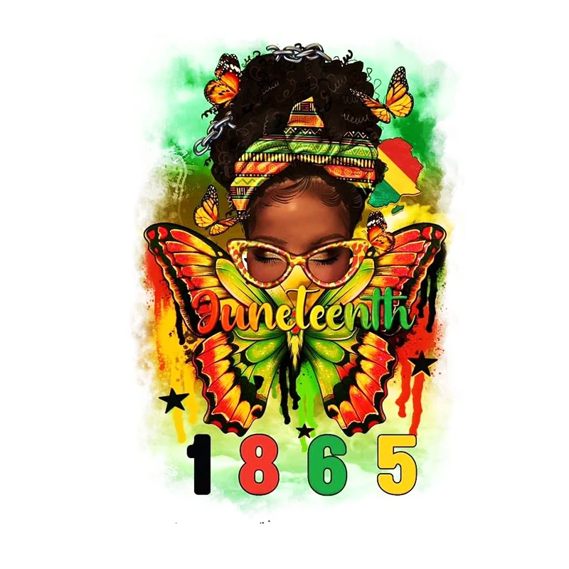 2024 новые готовые к нажатию junetheenth Afro girl dtf теплопередающие наклейки на заказ для футболок