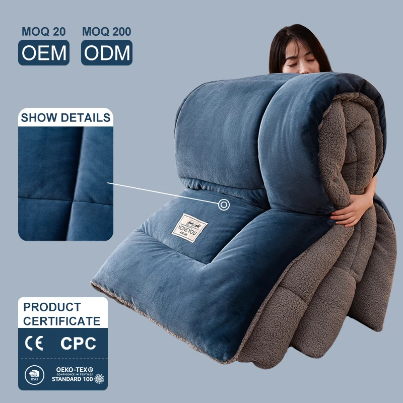 Wholesale Soft Plush Sherpa Fleece Fluffy Flannel Edredon Queen Comforter Set Colcha Quilt Bedding Luxury Quilted Comforter Sets