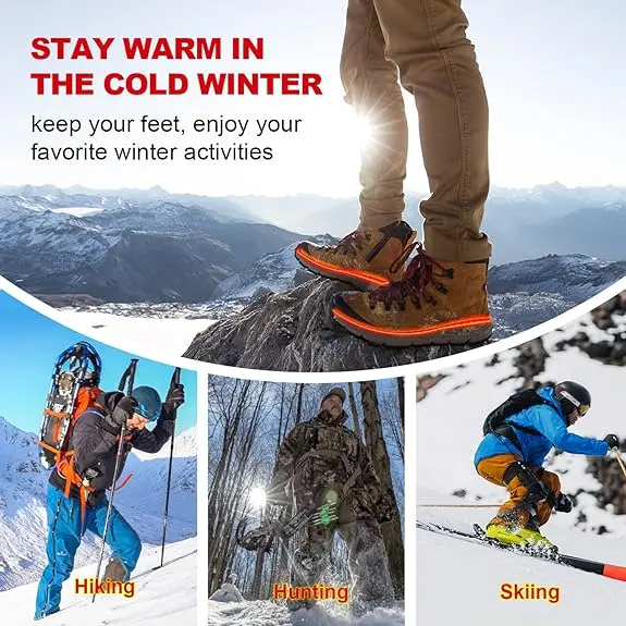 Winter  Battery Powered Heating Insole Remote Control Foot Warmer for Hunting Camping Hiking Electric Heated Insoles
